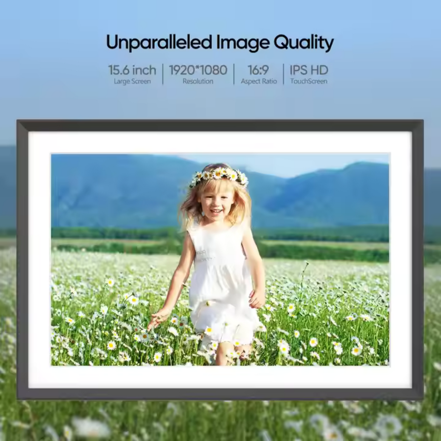 Miracle Digital 15.6” Digital Photo Frame with Wi-Fi & Touch Screen | Large Digital Picture Frame with Slideshow | 32GB Internal Storage| Auto Rotate, Table & Wall Mountable | Share Photo & Videos Instantly through Frameo App | Perfect for Gifting