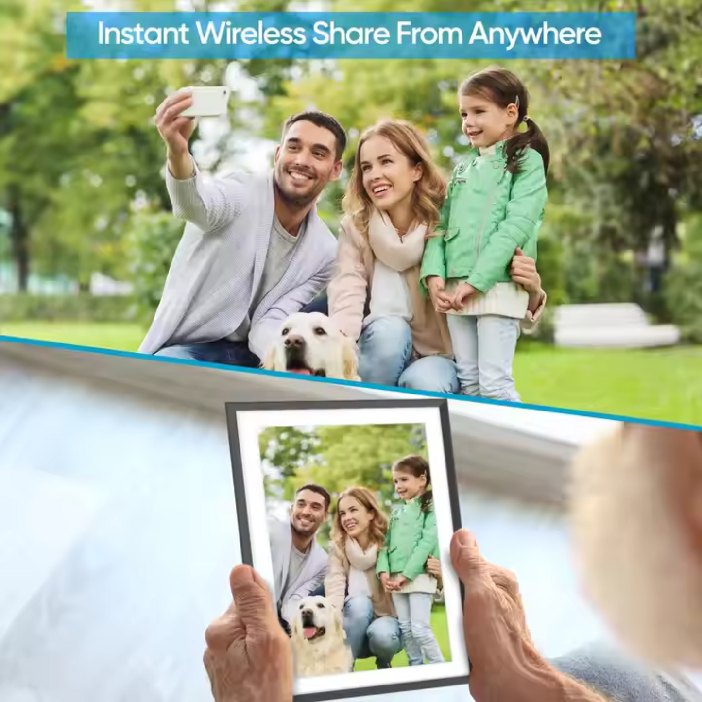 Miracle Digital 15.6” Digital Photo Frame with Wi-Fi & Touch Screen | Large Digital Picture Frame with Slideshow | 32GB Internal Storage| Auto Rotate, Table & Wall Mountable | Share Photo & Videos Instantly through Frameo App | Perfect for Gifting