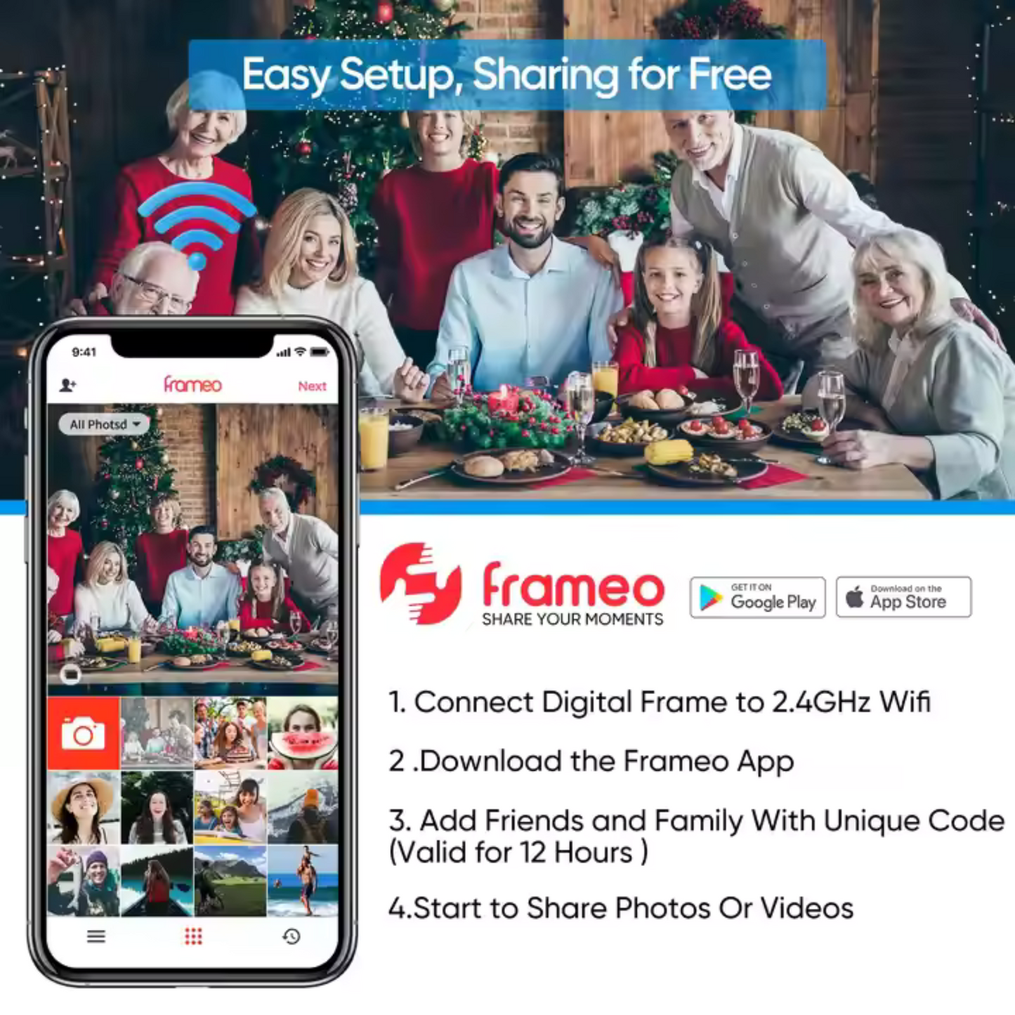 Miracle Digital 15.6” Digital Photo Frame with Wi-Fi & Touch Screen | Large Digital Picture Frame with Slideshow | 32GB Internal Storage| Auto Rotate, Table & Wall Mountable | Share Photo & Videos Instantly through Frameo App | Perfect for Gifting