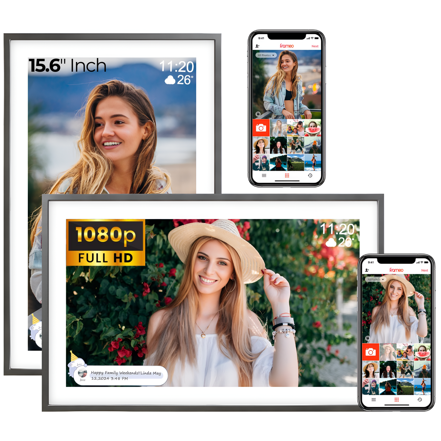 Miracle Digital 15.6” Digital Photo Frame with Wi-Fi & Touch Screen | Large Digital Picture Frame with Slideshow | 32GB Internal Storage| Auto Rotate, Table & Wall Mountable | Share Photo & Videos Instantly through Frameo App | Perfect for Gifting
