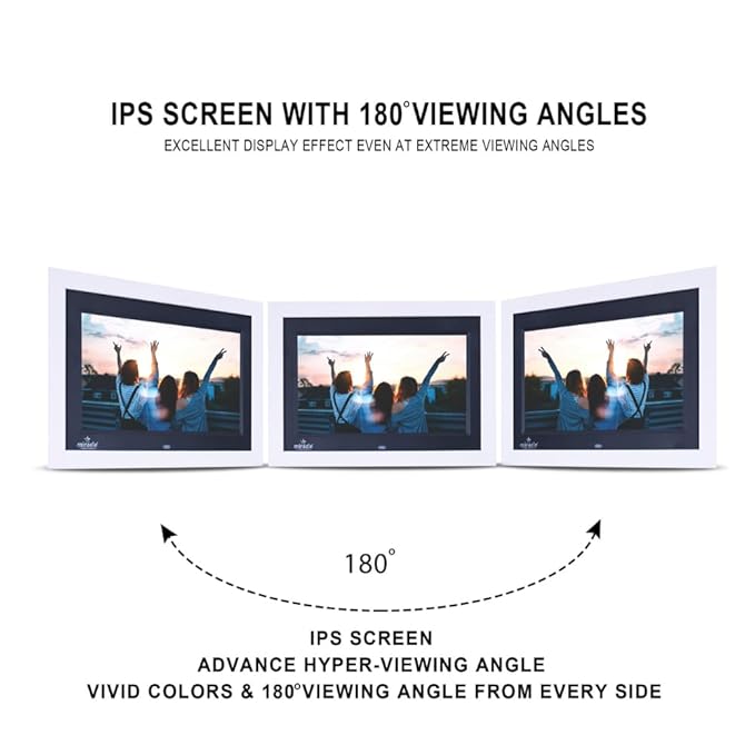 Miracle Digital 7" Inch IPS Wooden White Digital Photo Frame Hi-Def Screen Built-in 8GB Memory 2GB RAM