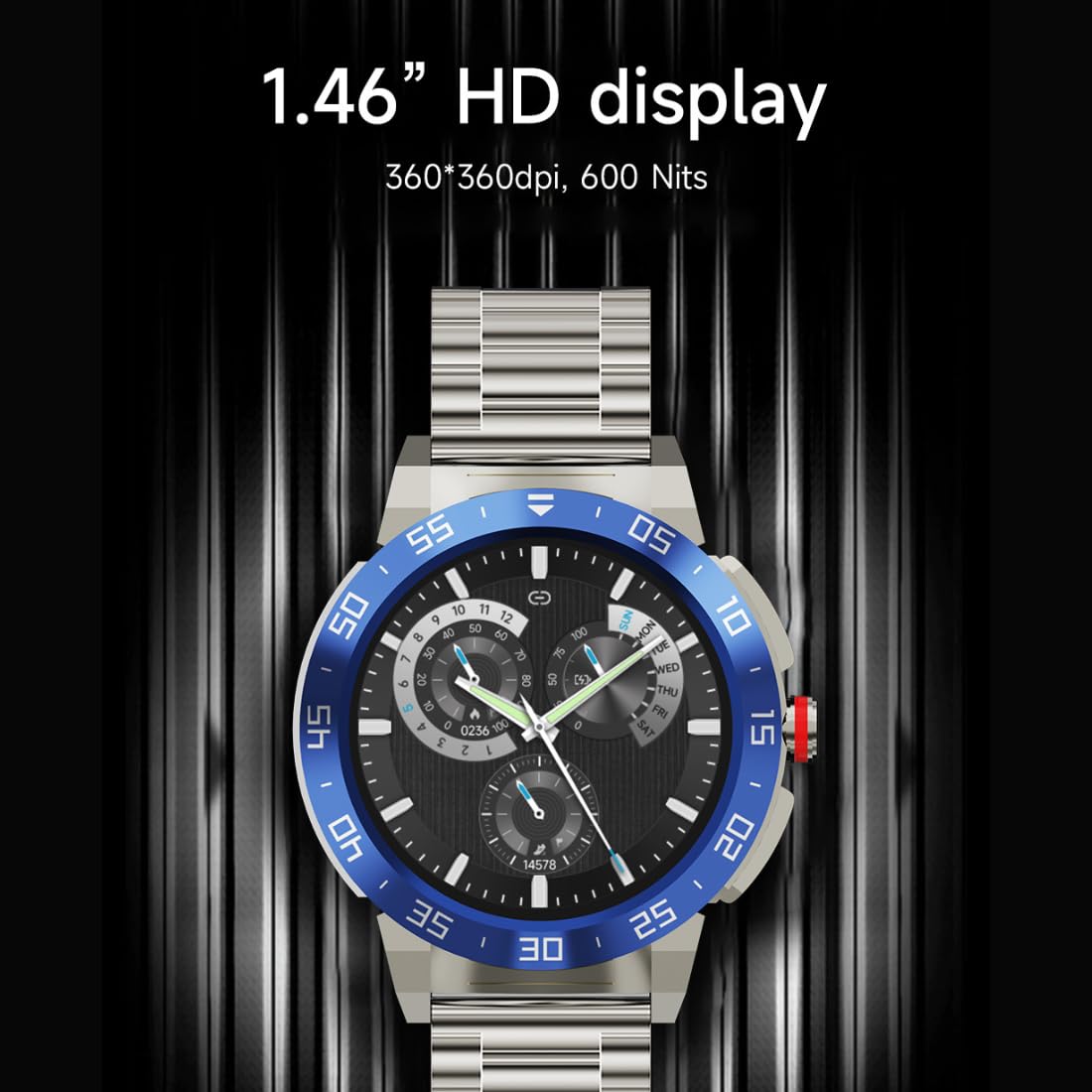 Miracle Digital Alpha Pro Smart Watch, 1.46" HD Display, Silver Finish, Bluetooth Calling, AI Assist, IP68, , Heart Rate Monitor, Long Battery.