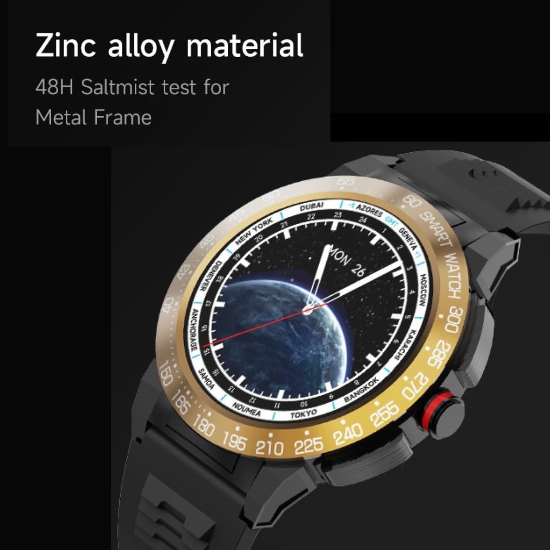 Miracle Digital Alpha Pro Smart Watch, 1.46" HD Display, Black Finish, Bluetooth Calling, AI Assist, IP68, Heart Rate Monitor, Long Battery.