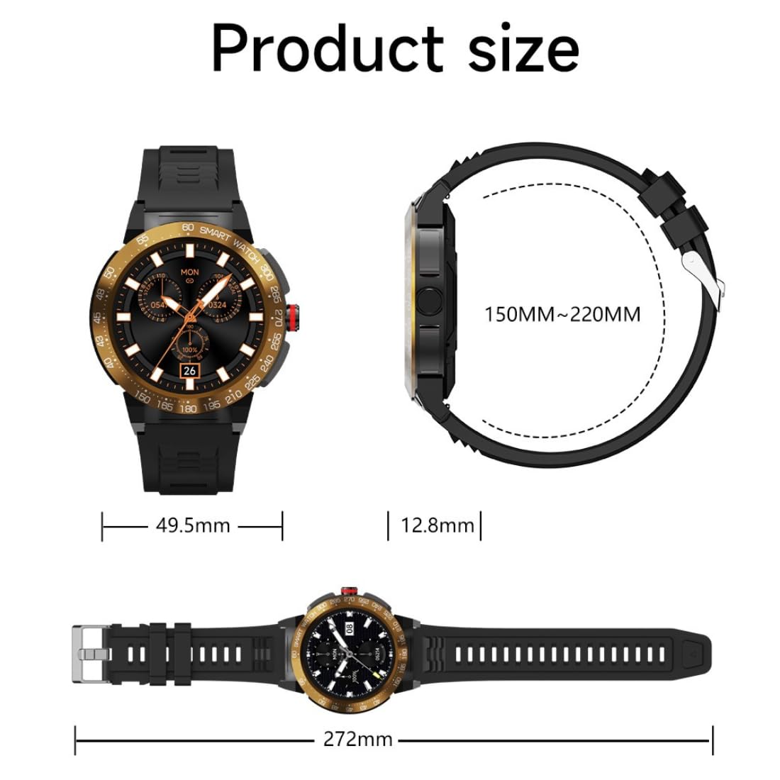 Miracle Digital Alpha Pro Smart Watch, 1.46" HD Display, Black Finish, Bluetooth Calling, AI Assist, IP68, Heart Rate Monitor, Long Battery.