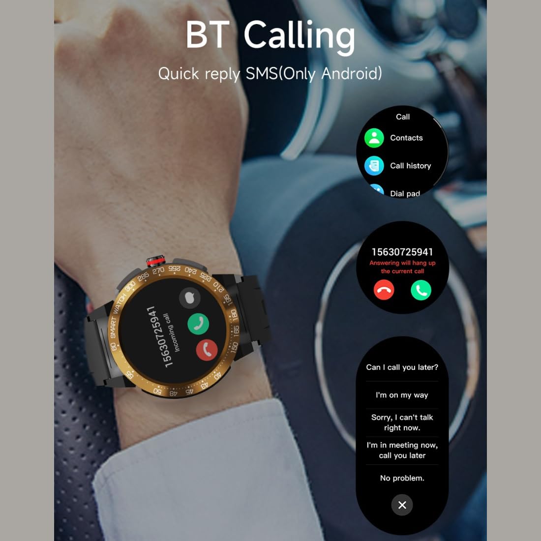 Miracle Digital Alpha Pro Smart Watch, 1.46" HD Display, Black Finish, Bluetooth Calling, AI Assist, IP68, Heart Rate Monitor, Long Battery.