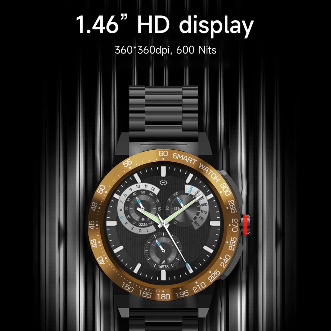 Miracle Digital Alpha Pro Smart Watch, 1.46" HD Display, Silicone Belt, Bluetooth Calling, AI Assist, IP68, Heart Rate Monitor, Long Battery.