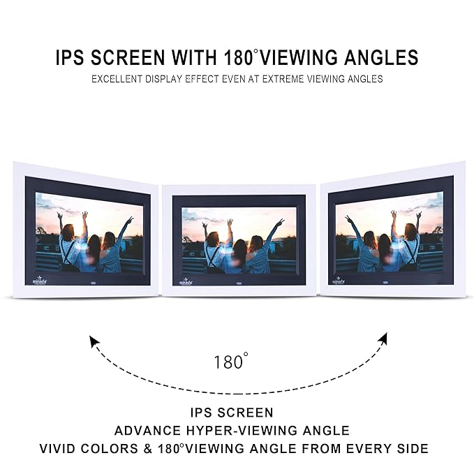 Miracle Digital 10" inch IPS Wooden White Digital Photo Frame Hi-Def Screen Built-in 8GB Memory 2GB RAM