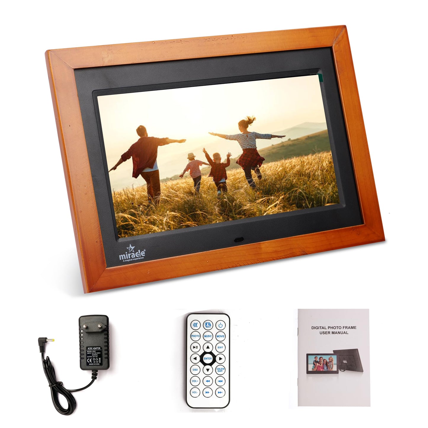 Miracle Digital 10" inch IPS Wooden Dark Digital Photo Frame Hi-Def Screen Built-in 8 GB Memory 2GB RAM