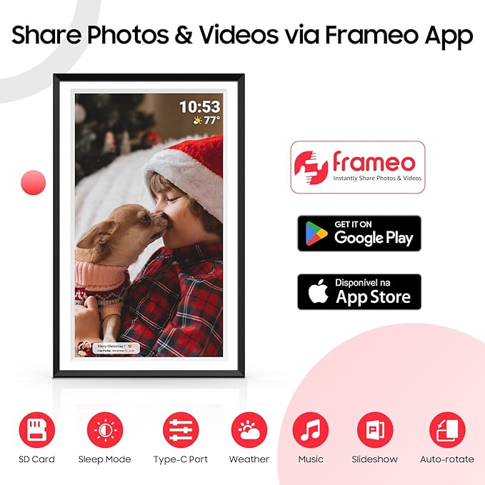 Miracle Digital 15.6” Digital Photo Frame with Wi-Fi & Touch Screen | Large Digital Picture Frame with Slideshow | 32GB Internal Storage| Auto Rotate, Table & Wall Mountable | Share Photo & Videos Instantly through Frameo App | Perfect for Gifting