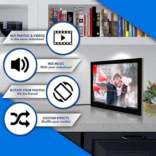 Miracle Digital 15.4" HDMI Photo Frame, Mirror Glass Finish, 8GB memory, 2GB RAM, USB/SD support, remote, photo slideshow, video & audio support.