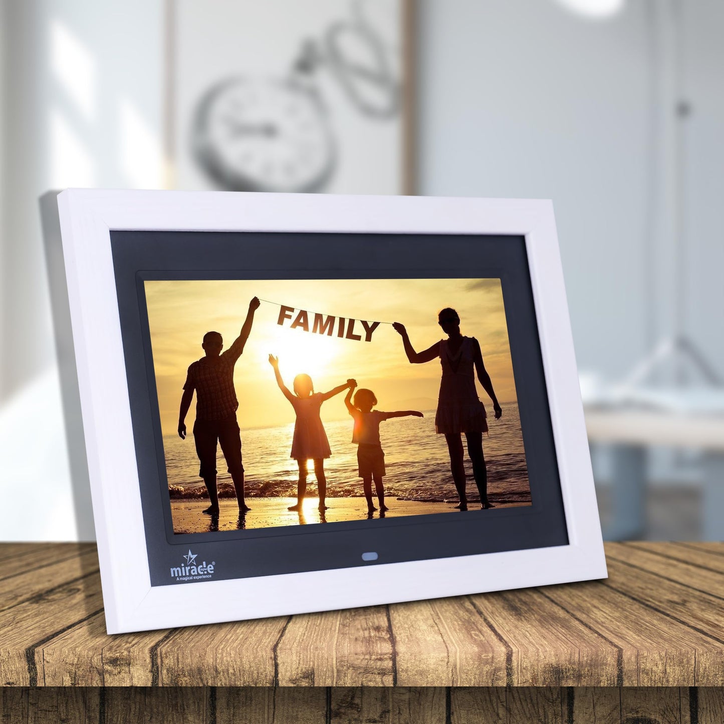 Miracle Digital 10" inch IPS Wooden White Digital Photo Frame Hi-Def Screen Built-in 8GB Memory 2GB RAM