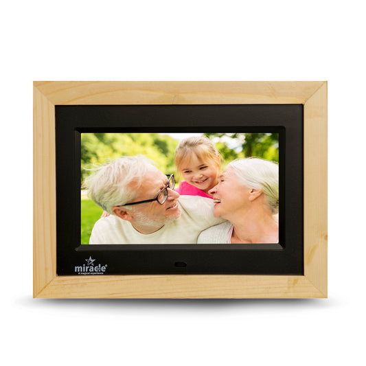 Miracle Digital 10 inch IPS Wooden Light Digital Photo Frame Hi-Def Screen Built-in 8GB Memory 2GB RAM