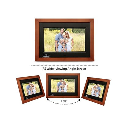 Miracle Digital 7 inch IPS Wooden Dark Digital Photo Frame Hi-Def Screen Built in 8GB Memory 2GB Ram