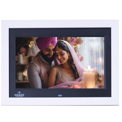 Miracle Digital 10 inch IPS Wooden White Digital Photo Frame Hi-Def Screen Built-in 8GB Memory 2GB RAM