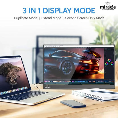 Miracle Digital 15.6'' Ultra Portable Non-Touch Monitor with Smart Metal Stand