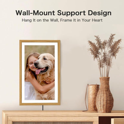 Frameo 15.6 Inch Large Digital Photo Frame, Digital Picture Frame WiFi with 32GB, 1920 * 1080 IPS HD Touch Screen, Tabletop&Wall-Mounted,Birthday,Wedding,Gifts for Men/Women/Father/Mom/Grandparents