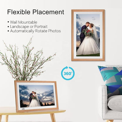 Frameo 15.6 Inch Large Digital Photo Frame, Digital Picture Frame WiFi with 32GB, 1920 * 1080 IPS HD Touch Screen, Tabletop&Wall-Mounted,Birthday,Wedding,Gifts for Men/Women/Father/Mom/Grandparents