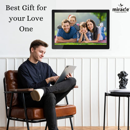 Miracle Digital 17'' Inch Large HDMI Digital Photo Frame Premium Mirror Glass Finish Display Built in 8 GB Memory & 2 GB RAM.USB Disk Card, Remote Photos Slide Show, Video and Audio Support