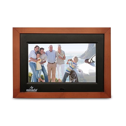 Miracle Digital 7 inch IPS Wooden Dark Digital Photo Frame Hi-Def Screen Built in 8GB Memory 2GB Ram