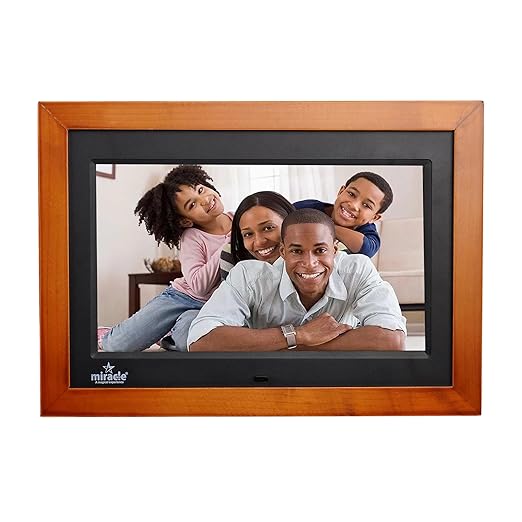 Miracle Digital 10 inch IPS Wooden Dark Digital Photo Frame Hi-Def Screen Built-in 8GB Memory 2GB RAM