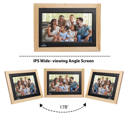 Miracle Digital 10" inch IPS Wooden Light Digital Photo Frame Hi-Def Screen Built-in 8GB Memory 2GB RAM