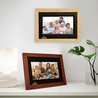 Miracle Digital 7 inch IPS Wooden Dark Digital Photo Frame Hi-Def Screen Built in 8GB Memory 2GB Ram