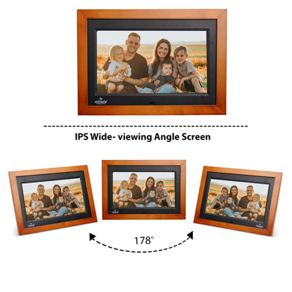 Miracle Digital 10 inch IPS Wooden Dark Digital Photo Frame Hi-Def Screen Built-in 8GB Memory 2GB RAM