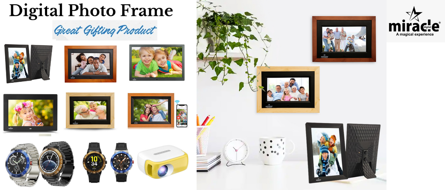 Miracle Digital 7" inch IPS Digital Photo Frame Hi-Def Screen Built-in 8GB Memory 2GB RAM