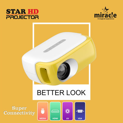 Miracle Digital Star HD Projector | Full HD  100 inch Projection Ratio | Multi Interface Connection | Light Weight, Portable & Small