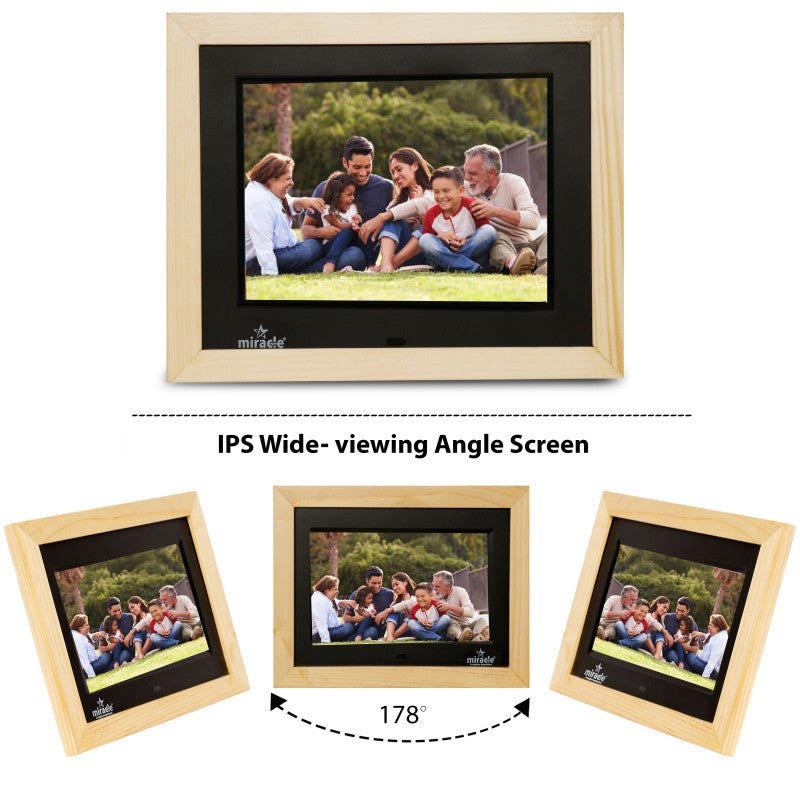 Miracle Digital 8'' Inch IPS Wooden Light Digital Photo Frame | Built-in 8 GB Memory & 2GB RAM