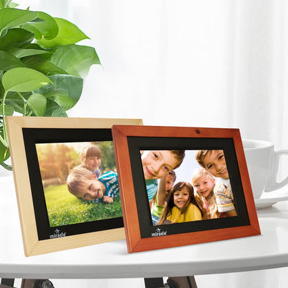 Miracle Digital 8'' Inch IPS Wooden Light Digital Photo Frame | Built-in 8 GB Memory & 2GB RAM