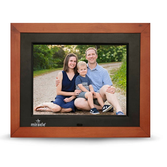 Miracle Digital 8" Inch IPS Wooden Dark Digital Photo Frame with Hi-Def Screen Built-in 8GB Memory & 2GB RAM 180° Wide Angle Viewing