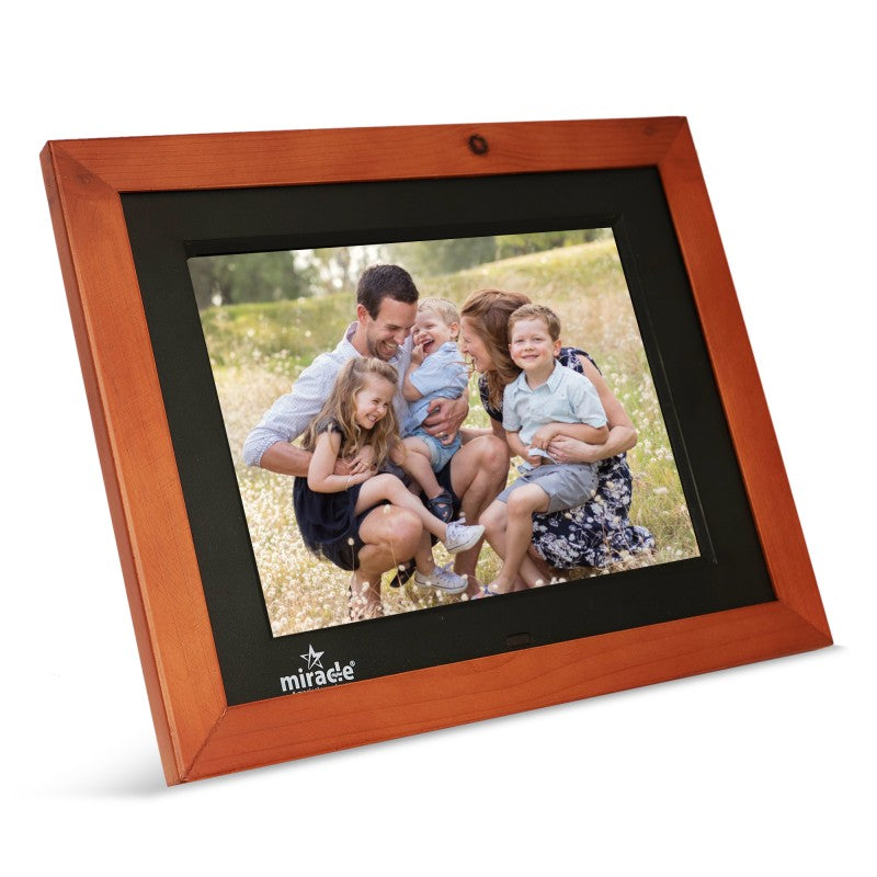 Miracle Digital 8" Inch IPS Wooden Dark Digital Photo Frame with Hi-Def Screen Built-in 8GB Memory & 2GB RAM 180° Wide Angle Viewing