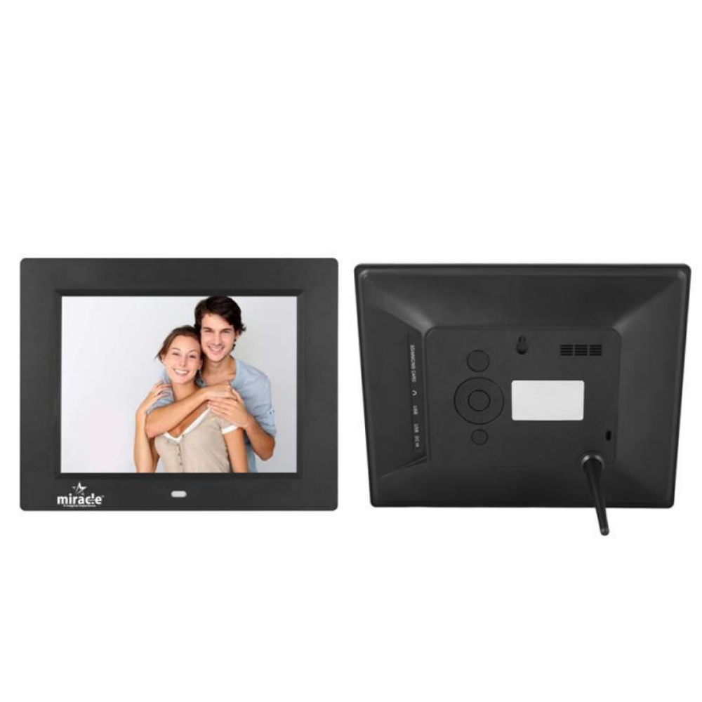 Miracle Digital 8" Inch IPS Wooden Dark Digital Photo Frame with Hi-Def Screen Built-in 8GB Memory & 2GB RAM with 180° Wide Angle Viewing