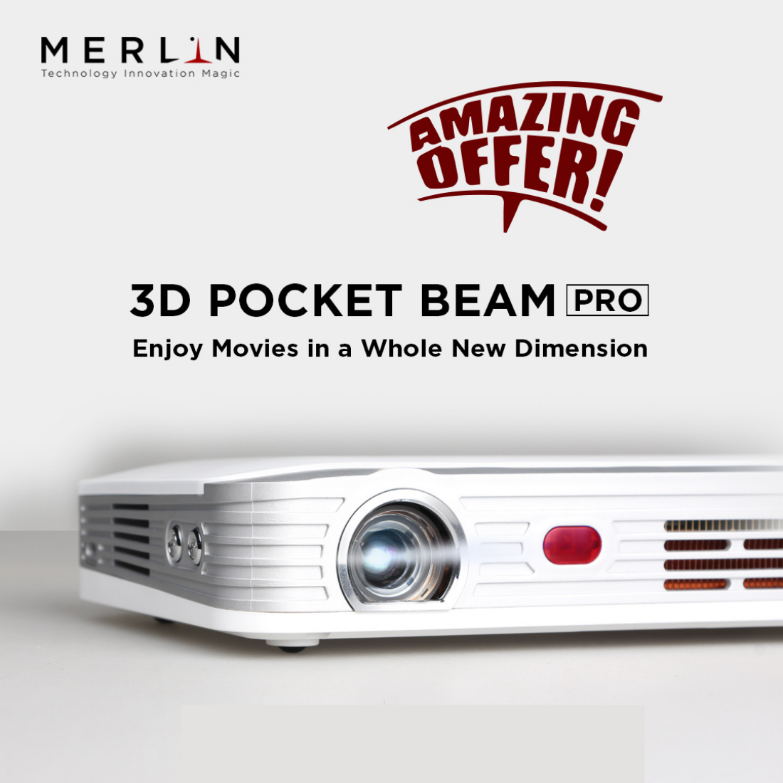 Merlin Digital 3D Pocket Beam Pro Android Projector